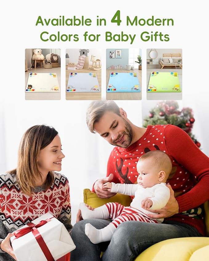 Baby Play Mat, 50''x50'' Playpen Mats with 4 Sensory Development Zones for Motor Skills, Unique Crawling Mats with Non-Slip Cushioned that Fits Nicely into Any Playroom, Blue