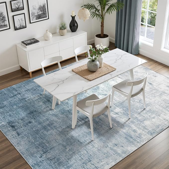 DCX Abstract Area Rug 6x9, Washable Blue Modern Rug - Image 2