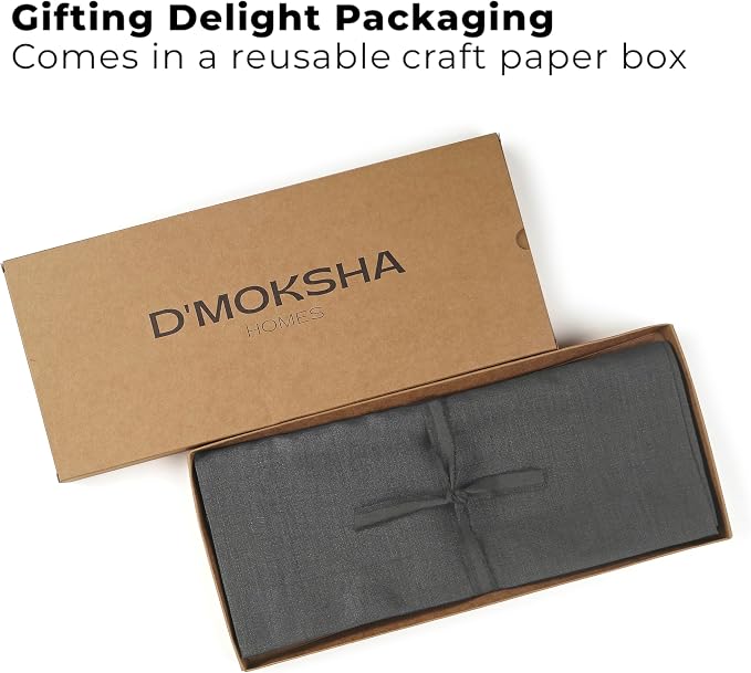 Classic Linen™ by D'Moksha Charcoal Grey Table Runner 90 Inches Long, 100% Pure - Image 4