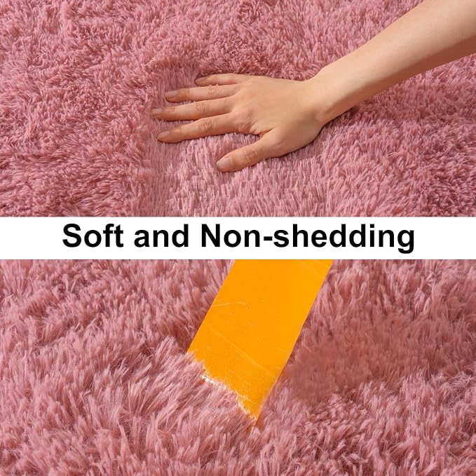 Soft Runner Rugs for Bedroom Hallways, 2x4 Blush Pink Fluffy Shag Throw Area - Image 6