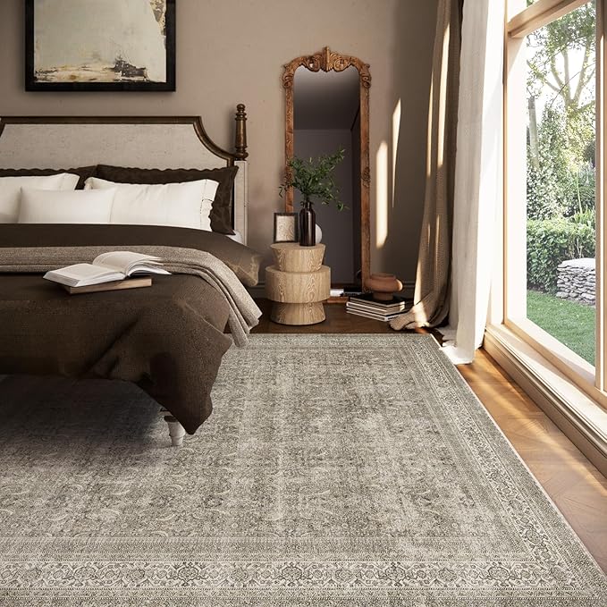 Washable Area Rugs for Living Room: 5x7 Bedroom Rug Boho Vintage Area Rug Stain - Image 6