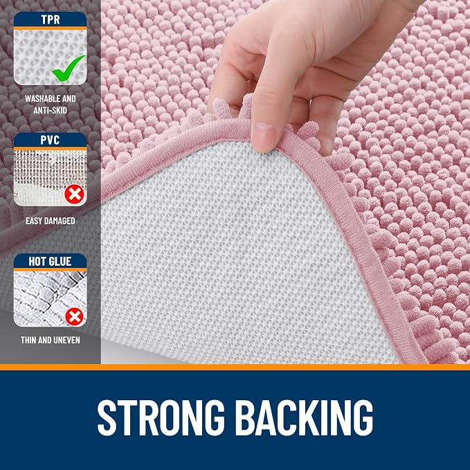 OLANLY Bathroom Runner Rugs 59x20, Soft Absorbent Chenille Bath Rugs, Rubber - Image 6
