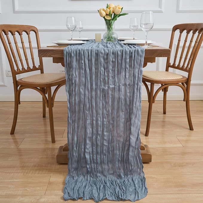 Asee'm 6pcs Dusty Blue Cheesecloth Table Runner Summer 10FT Gauze Rustic | Boho - Image 6