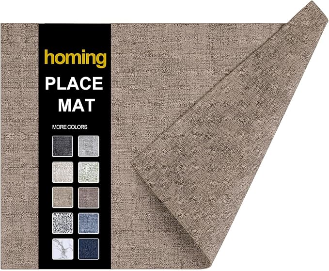 Faux Leather Heat Resistant Placemats 6 Packs, Waterproof Wipeable Dining PU by homing