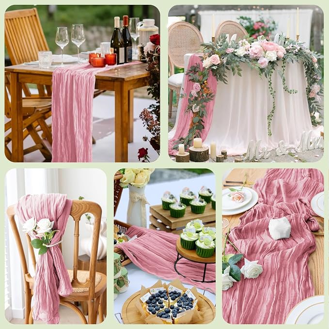 Cheesecloth Table Runner 10FT Boho Gauze Runner, 2 Pack | 120 Inch Cheese Cloth - Image 7