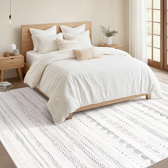 Nakagishi 6x10 Area Rugs Living Room: Washable Boho Large Neutral Soft - Image 5