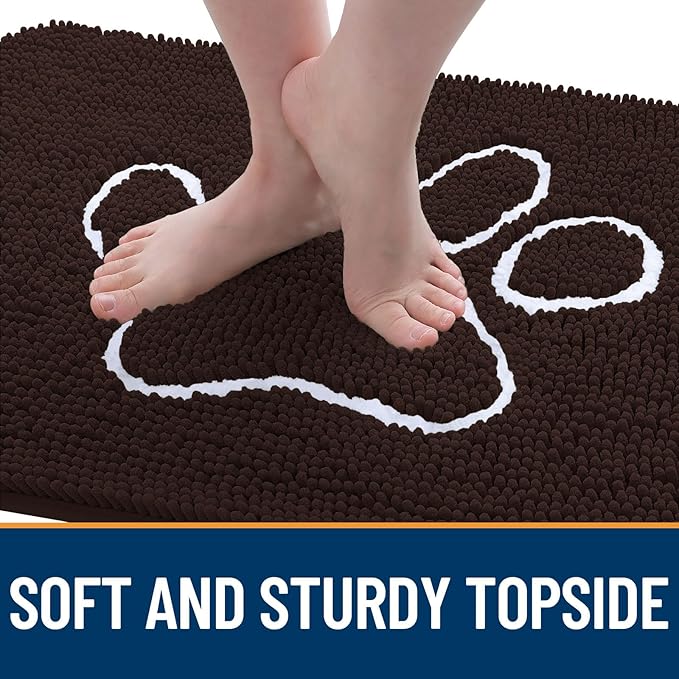 OLANLY Dog Door Mat for Muddy Paws 47x17, Paw Print Design, Absorbs Moisture - Image 4