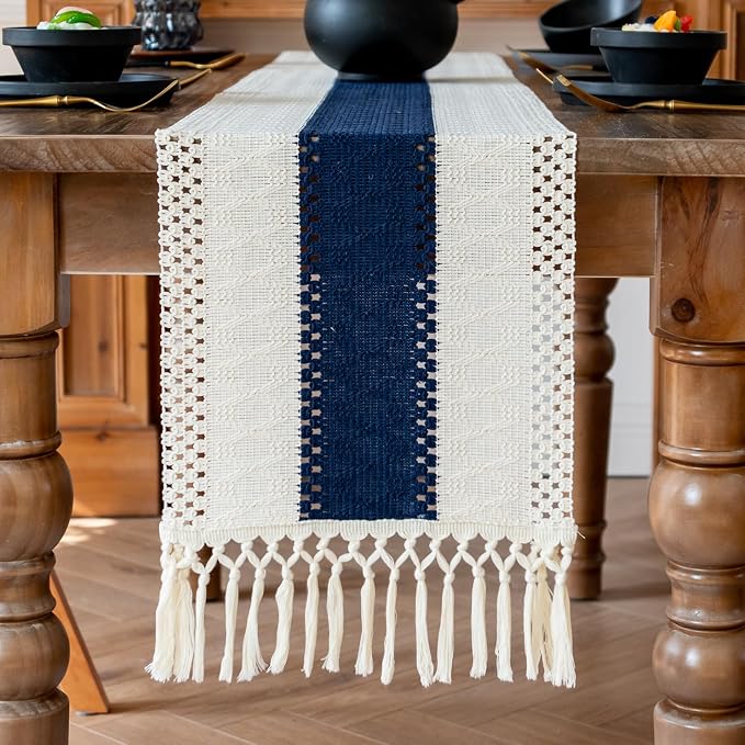 EMMTEEY Boho Table Runner with Tassels 36 Inches Long, Scratch & Heat Resistant - Image 5