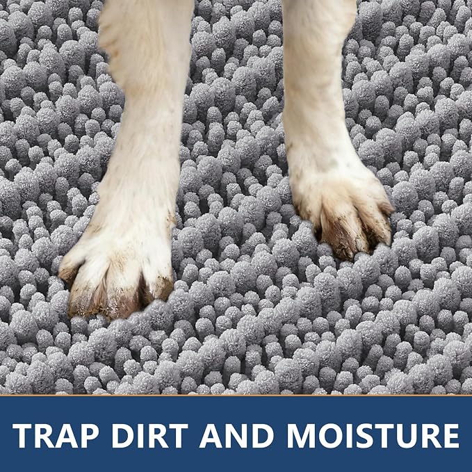 Smiry Dog Door Mat for Muddy Paws 40x32, Absorbent Dirt Trapper, Non-Slip - Image 4