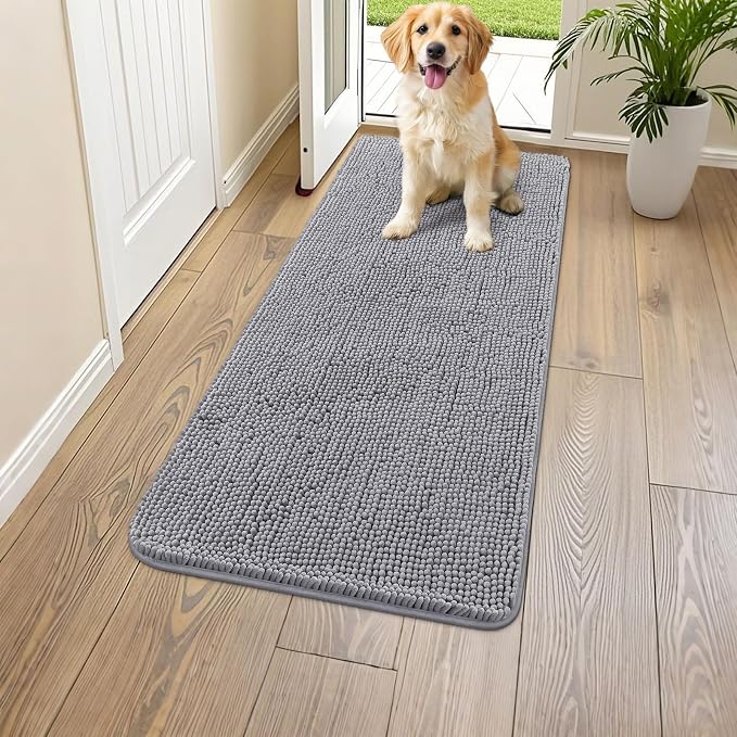 Smiry Dog Door Mat for Muddy Paws 47x17, Absorbent Dirt Trapper, Non-Slip by Smiry