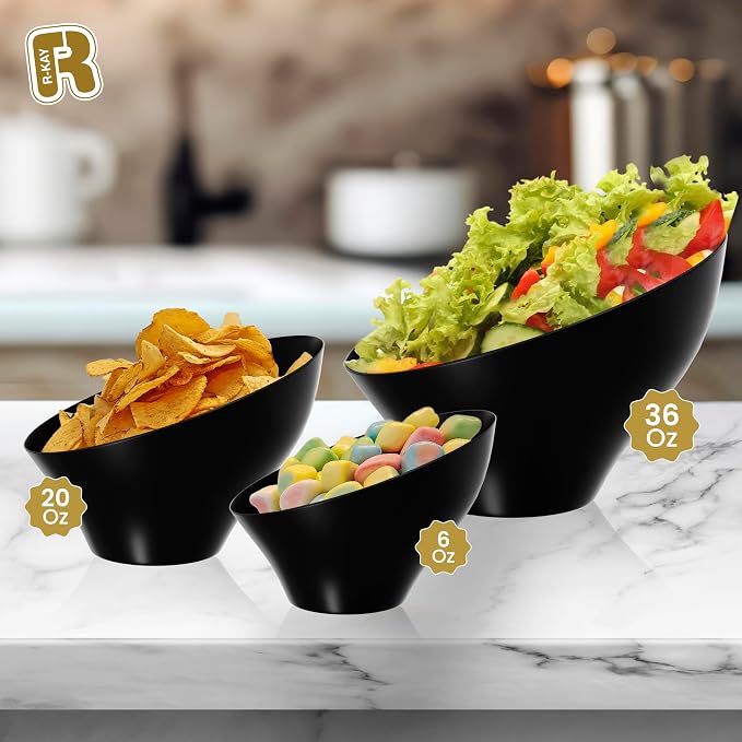 R-kay 6 Pack Angled Black Serving Bowls - Image 4
