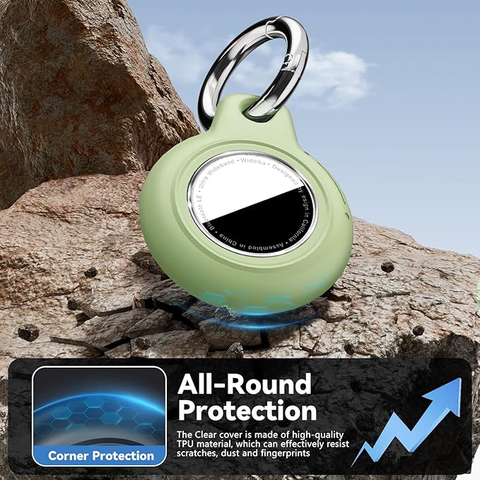 Upgrade Waterproof Airtags Holder with Apple Airtags Keychain, Hard PC Air Tag Case, Anti-Scratch & Shock Air tag Holder,Men's Women's Keyrings & Keychains, for Dog,Car Key,Luggage -Light Green