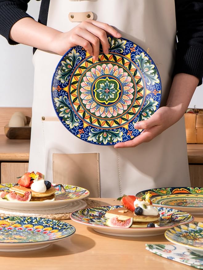 Henten Home Ceramic Dessert Plates Set of 6, 8.5 Inch Porcelain Salad Plate - Image 4