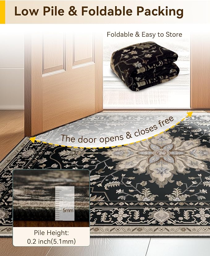 RELEANY Area Rugs Small 2'x3' Washable Non-Slip, Floral Vintage Distress - Image 8