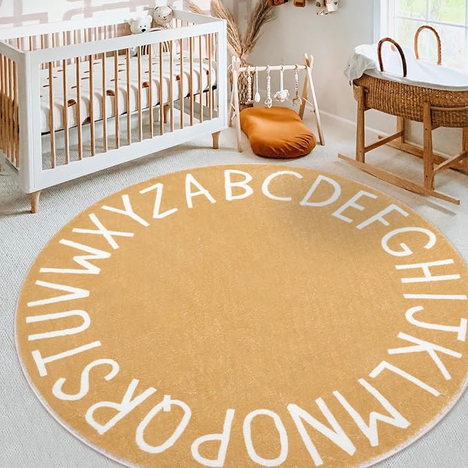 Topotdor Round Kids Play Rug Alphabet Nursery Area Rug Extra Large Soft - Image 9