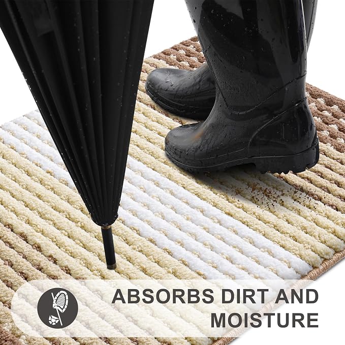Kitinjoy Indoor Outdoor Door Mat, 71x47 Non-Slip Absorbent Dirt Trapper - Image 2