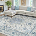 RELEANY Area Rugs 7'x10' Washable Non-Slip, Floral Vintage Distress Medallion by RELEANY