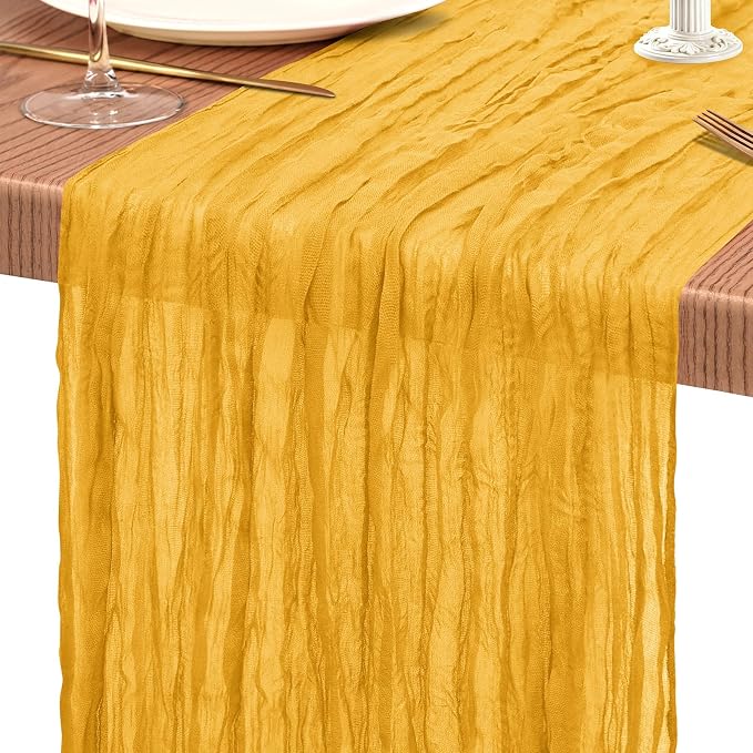 4 Pack Cheesecloth Table Runner 10FT Gold Table Runner Boho Gauze Cheese Cloth - Image 9