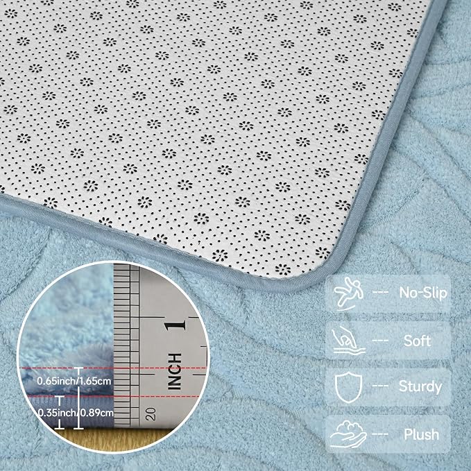 6x9 Blue Washable Area Rug for Bedroom Living Room, Leaf Geometric Patter Shag - Image 6