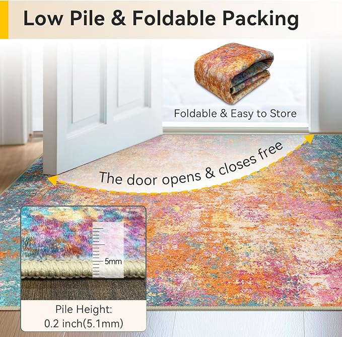 RELEANY Washable Area Rugs 9'x12' Non-Slip Modern Abstract Soft - Image 7
