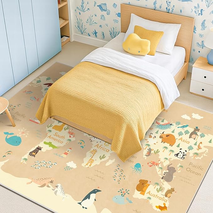 Washable Kids Rug for Playroom – 5x7 Toddlers Room Play Rug, Educational World - Image 5