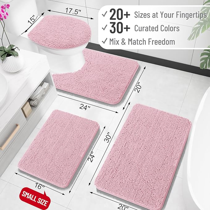 OLANLY Bathroom Runner Rugs 59x24, Soft Absorbent Chenille Bath Rugs, Rubber - Image 2