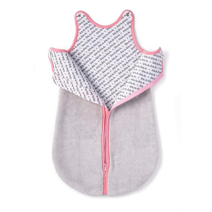 baby deedee Sleep Nest Teddy Baby Sleeping Bag, Gray Bubble Gum, Medium (6-18 Month)
