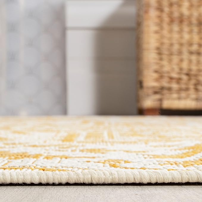 JONATHAN Y Boho Medallion Indoor Outdoor Area Rug 5X8 Cream/Yellow, Estrella - Image 7