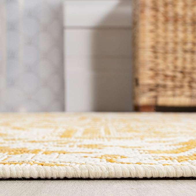 JONATHAN Y Boho Medallion Indoor Outdoor Runner Rug 2X10 Cream/Yellow, Estrella - Image 6