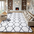 ONASAR 8x10 Area Rugs for Living Room, Fluffy White and Grey Rug for Bedroom by ONASAR
