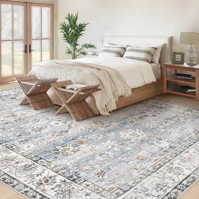 XLUEZ Area Rug 9x12 Living Room Rug, Machine Washable Vintage Distressed Boho - Image 3