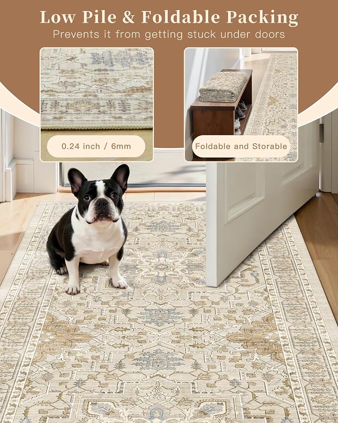 Madane Runner Rug 2x8, Washable Hallway Runner Rugs, Non-Slip Low-Pile Soft - Image 6