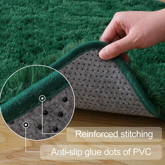 qulint 8x10 Area Rug for Living Room, Fluffy Green Rug for Bedroom Shag Shaggy - Image 3