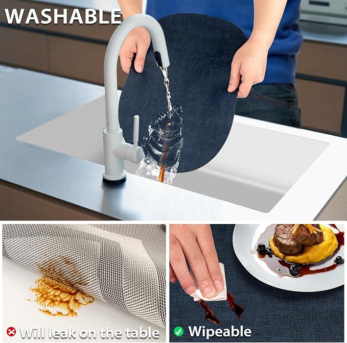 Placemats Set of 12-17" x 11.8" Waterproof & Heat Resistant Oval Place Mats - Image 4
