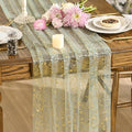 Artoid Mode 10PCS Sage Green Gold Gauze Table Runner 120 Inch 10FT, Glitter by ArtoidMode