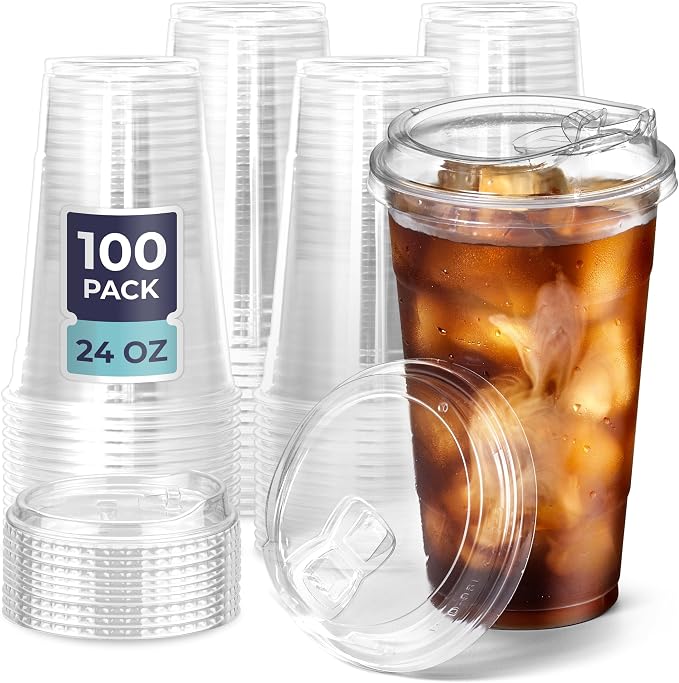 Fit Meal Prep 100 Pack 24 oz Clear Plastic Cups by FMPBRANDS