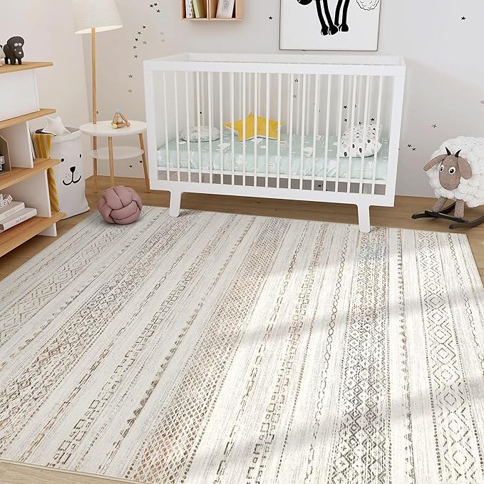 Nakagishi Area Rug 6x9 Living Room: Washable Boho Large Neutral Soft Farmhouse - Image 8