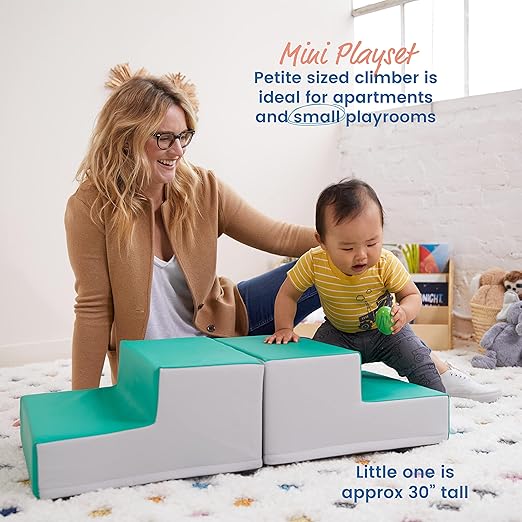 ECR4Kids SoftZone Junior Mix n' Match Step, Beginner Playset, Emerald, 2-Pack