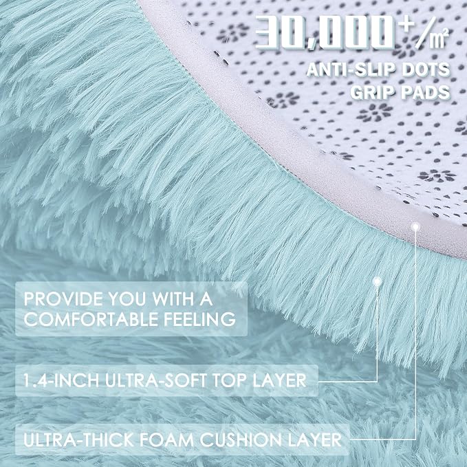 OLANLY 2x3 Machine Washable Small Bedside Rug, Soft Fluffy Shaggy Entryway - Image 7