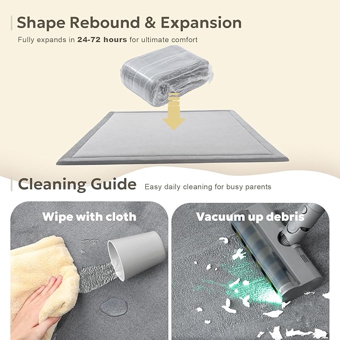 Ultra Soft 1.3" Thick Baby Play Mat for Floor, Extra Large Velvet Playpen Mat, Baby-Safe & Non-Slip Tummy Time Mat, Crawling for Babies, Toddlers, Infants, Kids, Easy Care, 79"x59", Gray