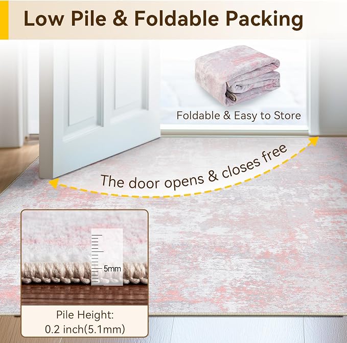 RELEANY Washable Area Rugs 6'x8' Non-Slip Modern Abstract Soft - Image 6