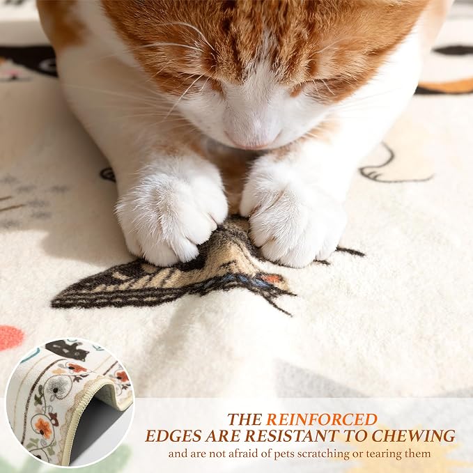 LIANLAM 5x7 Cat Lover's Area Rug, Washable Large Rug - Image 8