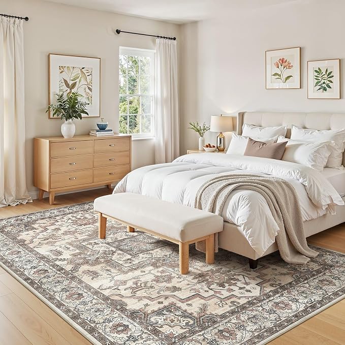 5x7 Area Rugs Living Room: Washable Vintage Rug Large Non-Slip Stain Resistant - Image 5