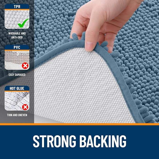 OLANLY Bathroom Runner Rugs 59x24, Soft Absorbent Chenille Bath Rugs, Rubber - Image 6