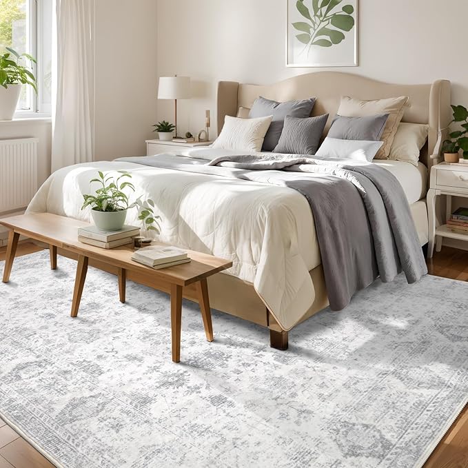 Washable 9×12 Area Rugs for Living Room, Vintage Floral Rug Soft Non Slip Stain - Image 2