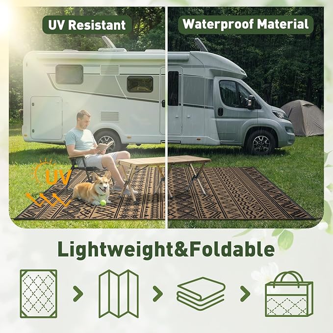 MontVoo Outdoor Rug 8x10 Waterproof Outdoor Patio Rug Mat Reverisble Plastic - Image 6