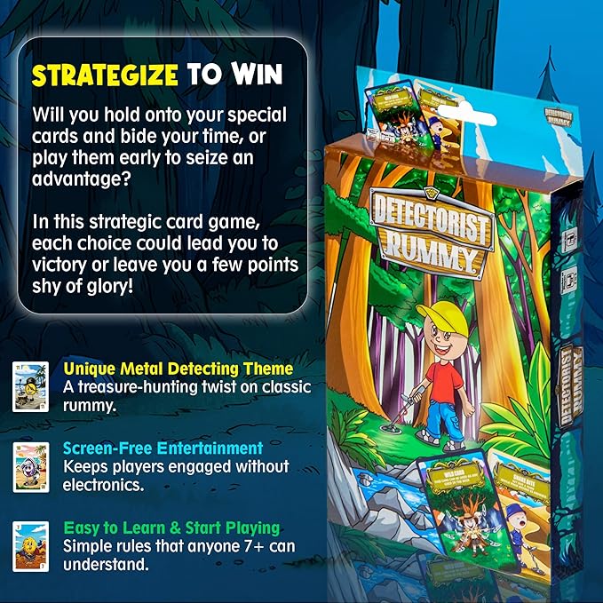 Detectorist Rummy Playing Card Game Set for Kids and Adults – Fun Strategy Card Game for Family Game Night – Ages 7+ – Easy to Learn, Enhances Math & Thinking Skills – Great Gift or Stocking Stuffer