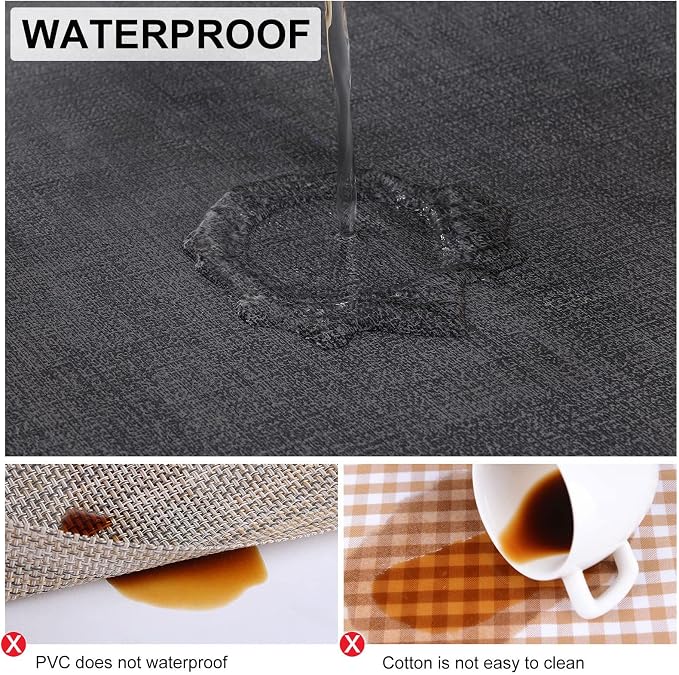 Faux Leather Heat Resistant Placemats 8 Packs, Waterproof Wipeable Dining PU - Image 4