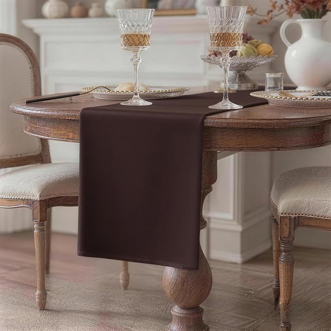 Brown Table Runner, Waterproof Washable Runners 60 Inches Long | Reusable 12x60 - Image 2