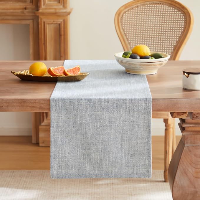Rustic Cotton Linen Table Runner, 13x48 Inches Blue | Farmhouse Style Linen - Image 4